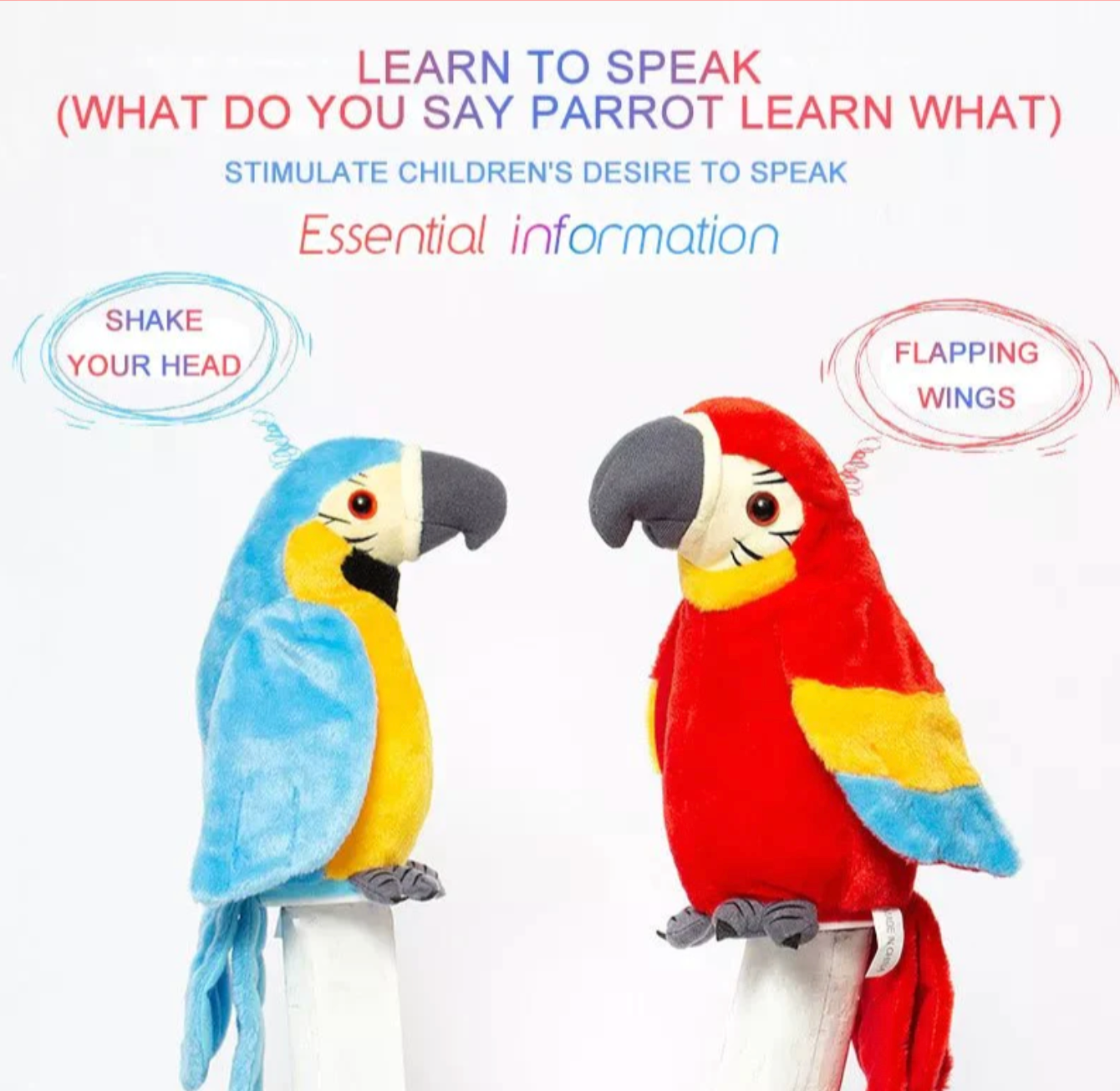 Talking & Waving Kids Parrot Toy