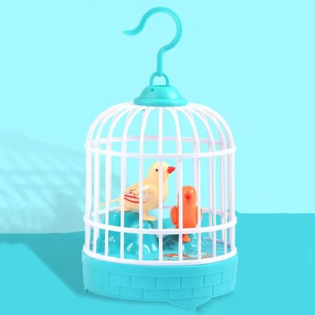 Talking bird in a play cage for children