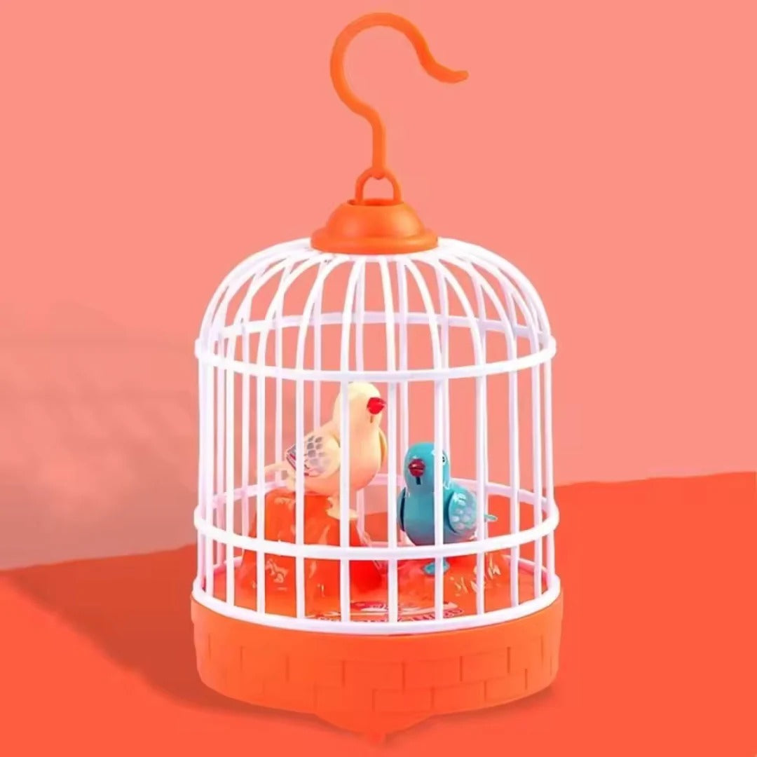 Talking bird in a play cage for children