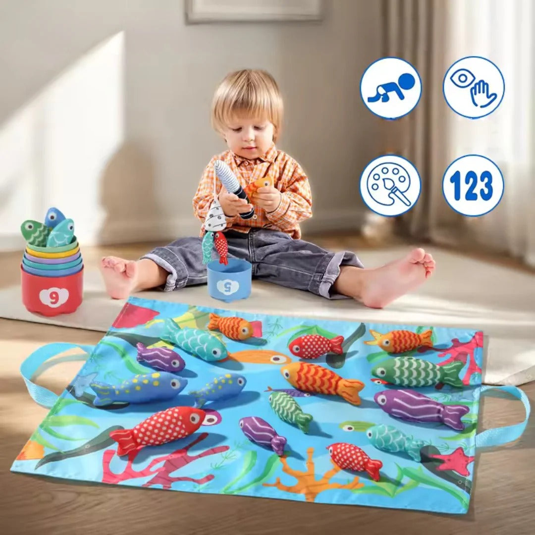 Montessori plush fishing game